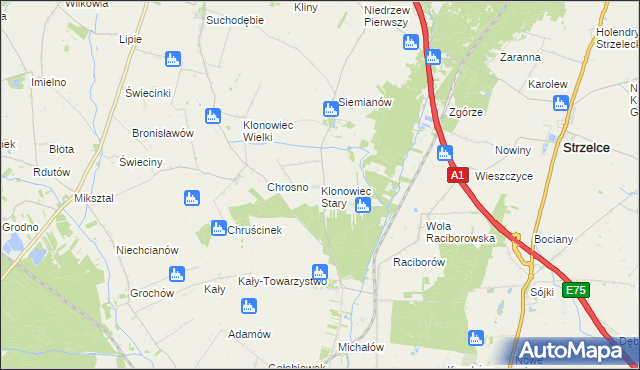mapa Klonowiec Stary, Klonowiec Stary na mapie Targeo