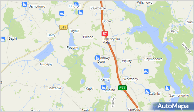 mapa Klonowy Dwór, Klonowy Dwór na mapie Targeo