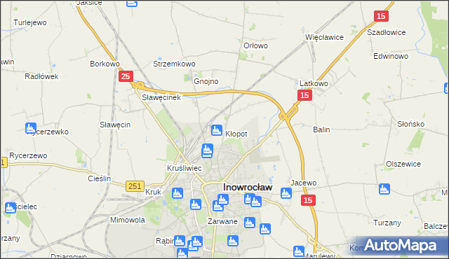 mapa Kłopot gmina Inowrocław, Kłopot gmina Inowrocław na mapie Targeo