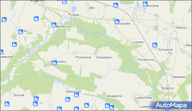 mapa Kłopotowo gmina Dygowo, Kłopotowo gmina Dygowo na mapie Targeo