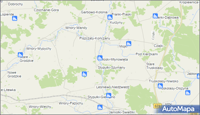 mapa Kłoski-Młynowięta, Kłoski-Młynowięta na mapie Targeo