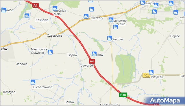 mapa Kłosów gmina Wiązów, Kłosów gmina Wiązów na mapie Targeo