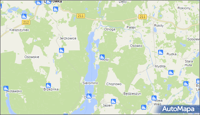 mapa Kłosy gmina Czarna Dąbrówka, Kłosy gmina Czarna Dąbrówka na mapie Targeo