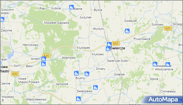 mapa Klukowo gmina Świercze, Klukowo gmina Świercze na mapie Targeo