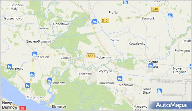 mapa Kobierniki gmina Stara Biała, Kobierniki gmina Stara Biała na mapie Targeo