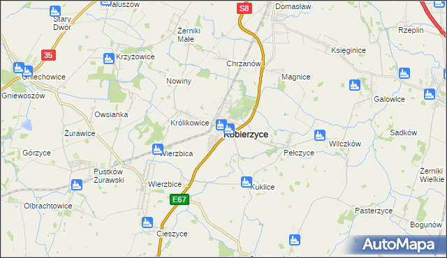 mapa Kobierzyce, Kobierzyce na mapie Targeo