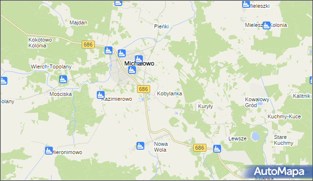 mapa Kobylanka gmina Michałowo, Kobylanka gmina Michałowo na mapie Targeo