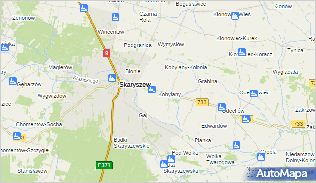 mapa Kobylany gmina Skaryszew, Kobylany gmina Skaryszew na mapie Targeo