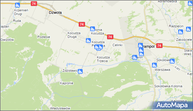 mapa Kocudza Trzecia, Kocudza Trzecia na mapie Targeo