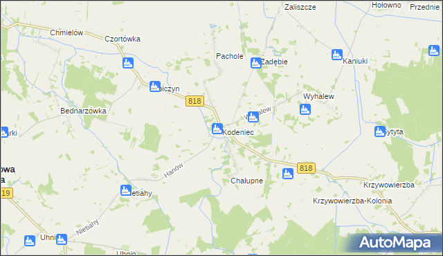 mapa Kodeniec, Kodeniec na mapie Targeo