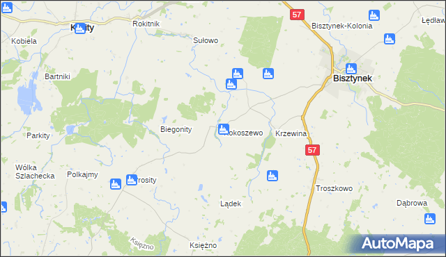 mapa Kokoszewo, Kokoszewo na mapie Targeo