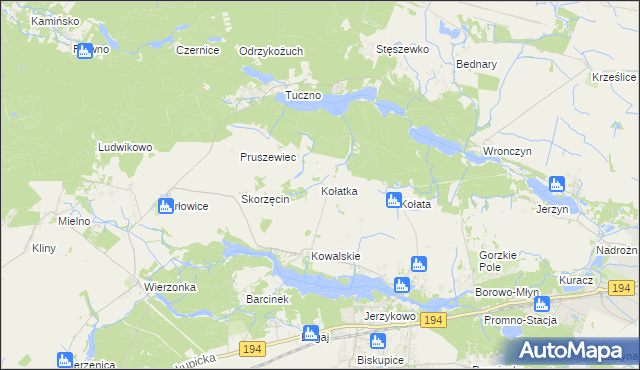 mapa Kołatka gmina Pobiedziska, Kołatka gmina Pobiedziska na mapie Targeo