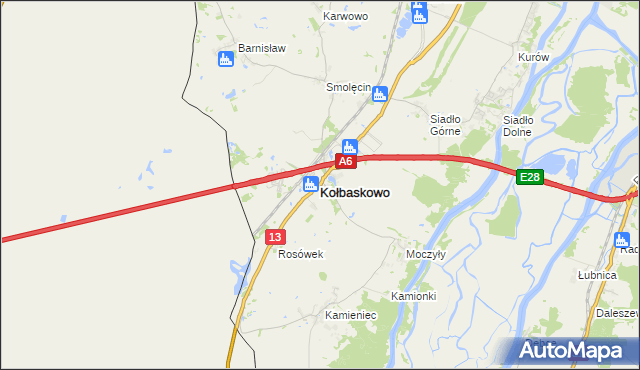 mapa Kołbaskowo, Kołbaskowo na mapie Targeo