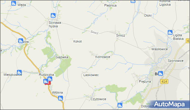mapa Kolnowice, Kolnowice na mapie Targeo