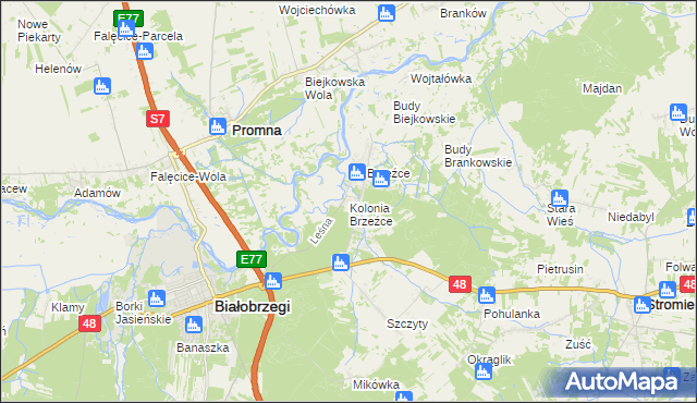 mapa Kolonia Brzeźce, Kolonia Brzeźce na mapie Targeo