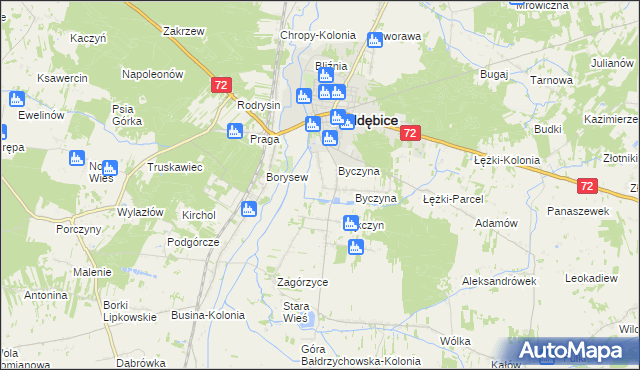 mapa Kolonia Byczyna, Kolonia Byczyna na mapie Targeo