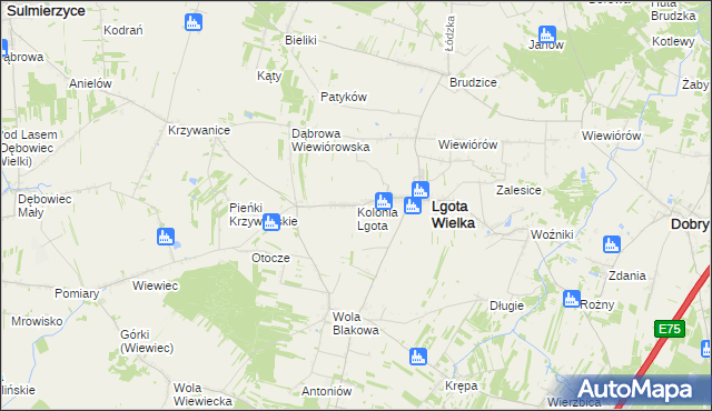 mapa Kolonia Lgota, Kolonia Lgota na mapie Targeo