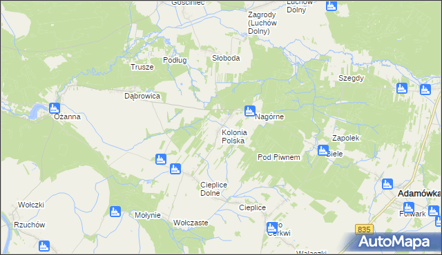 mapa Kolonia Polska, Kolonia Polska na mapie Targeo