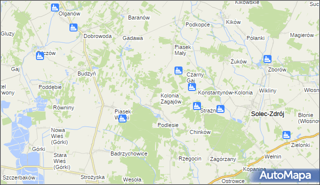 mapa Kolonia Zagajów, Kolonia Zagajów na mapie Targeo