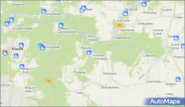 mapa Kolonia Zimkówka, Kolonia Zimkówka na mapie Targeo