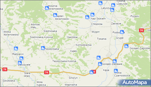 mapa Komodzianka, Komodzianka na mapie Targeo