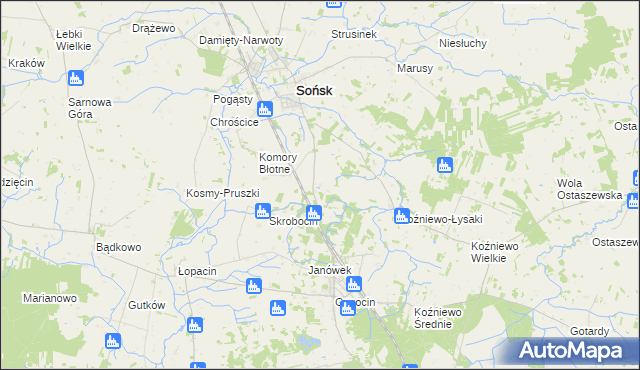 mapa Komory Dąbrowne, Komory Dąbrowne na mapie Targeo