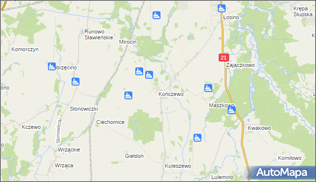 mapa Kończewo gmina Kobylnica, Kończewo gmina Kobylnica na mapie Targeo