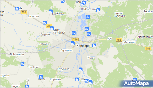 mapa Koniecpol, Koniecpol na mapie Targeo