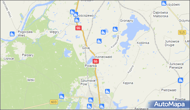 mapa Koniecwałd, Koniecwałd na mapie Targeo