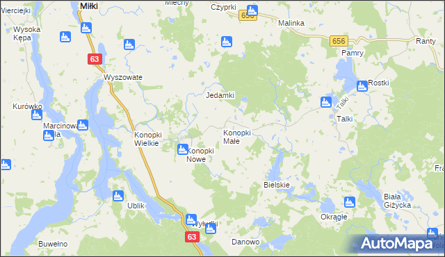 mapa Konopki Małe, Konopki Małe na mapie Targeo
