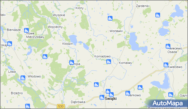 mapa Konradowo gmina Świątki, Konradowo gmina Świątki na mapie Targeo