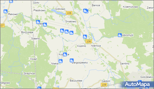 mapa Koplino, Koplino na mapie Targeo