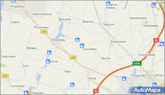 mapa Kopydłowo gmina Kłecko, Kopydłowo gmina Kłecko na mapie Targeo