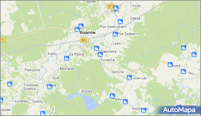 mapa Korabina, Korabina na mapie Targeo