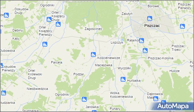 mapa Kościeniewicze, Kościeniewicze na mapie Targeo