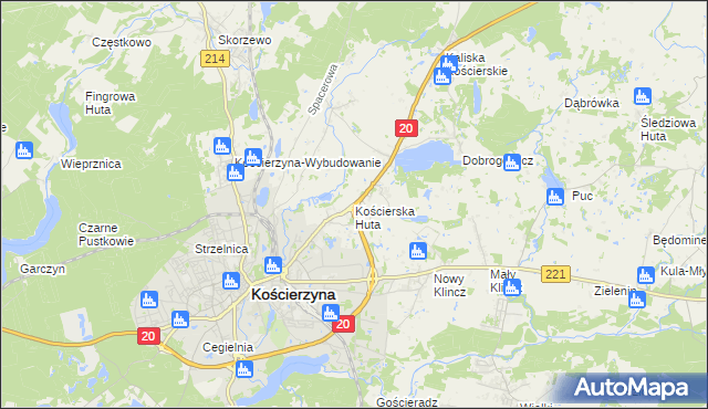 mapa Kościerska Huta, Kościerska Huta na mapie Targeo