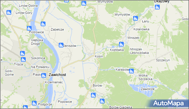 mapa Kosin gmina Annopol, Kosin gmina Annopol na mapie Targeo