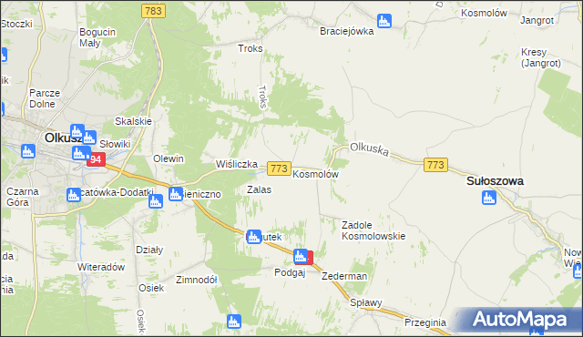 mapa Kosmolów, Kosmolów na mapie Targeo