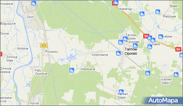 mapa Kosorowice, Kosorowice na mapie Targeo