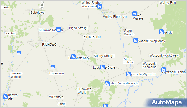 mapa Kostry-Śmiejki, Kostry-Śmiejki na mapie Targeo
