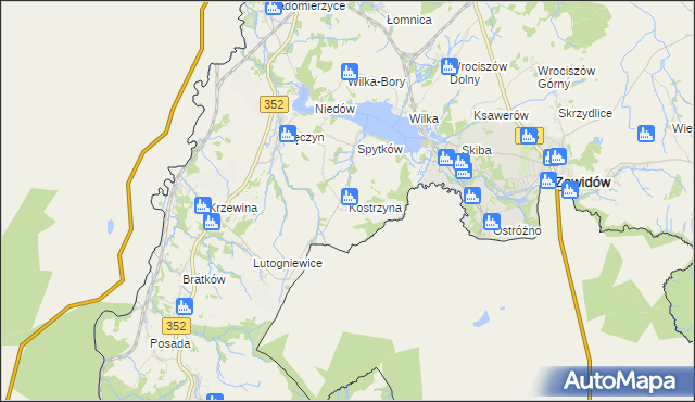 mapa Kostrzyna gmina Zgorzelec, Kostrzyna gmina Zgorzelec na mapie Targeo