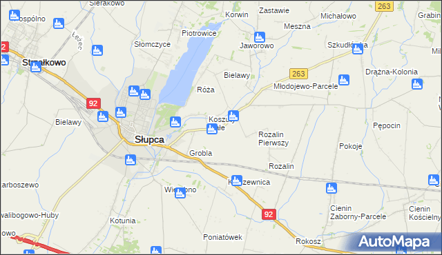 mapa Koszuty gmina Słupca, Koszuty gmina Słupca na mapie Targeo