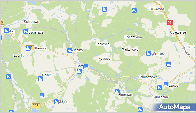 mapa Kotłowo gmina Kępice, Kotłowo gmina Kępice na mapie Targeo