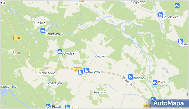 mapa Kotowo gmina Dębnica Kaszubska, Kotowo gmina Dębnica Kaszubska na mapie Targeo