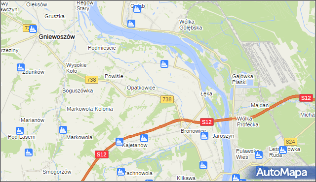 mapa Kowala gmina Puławy, Kowala gmina Puławy na mapie Targeo