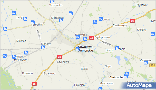 mapa Kowalewo Pomorskie, Kowalewo Pomorskie na mapie Targeo