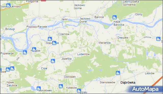 mapa Kowalicha gmina Dąbrówka, Kowalicha gmina Dąbrówka na mapie Targeo
