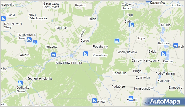 mapa Kowalków, Kowalków na mapie Targeo