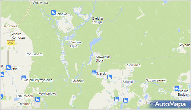 mapa Kowalskie Błota, Kowalskie Błota na mapie Targeo