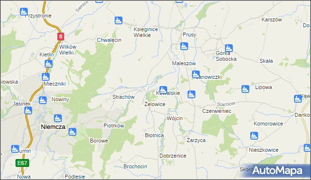 mapa Kowalskie gmina Kondratowice, Kowalskie gmina Kondratowice na mapie Targeo